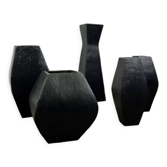 Set of glazed terracotta vases