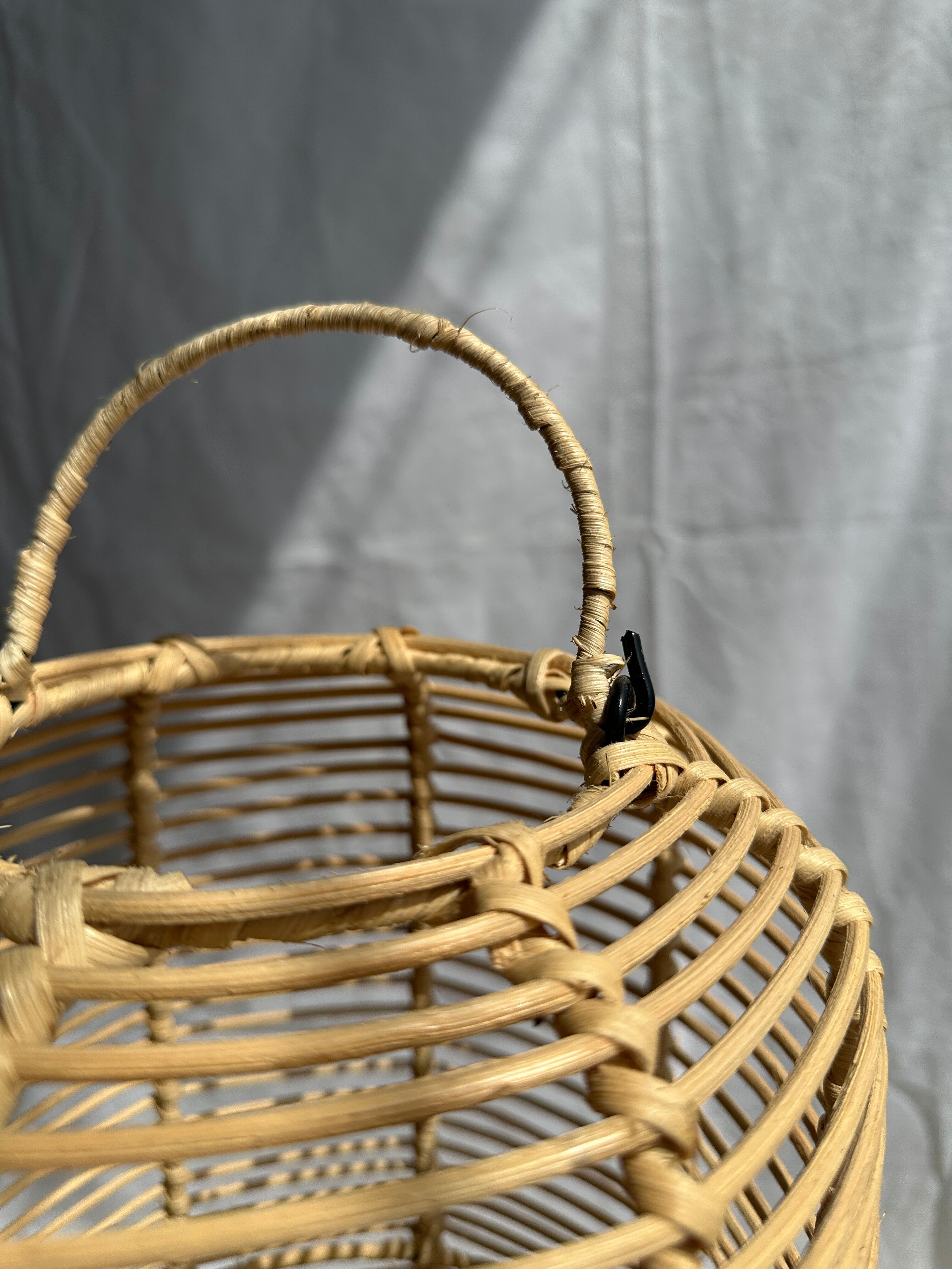 Large lantern-shaped rattan pendant lamp H50 D24