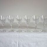 8 vintage Vannes crystal wine glasses