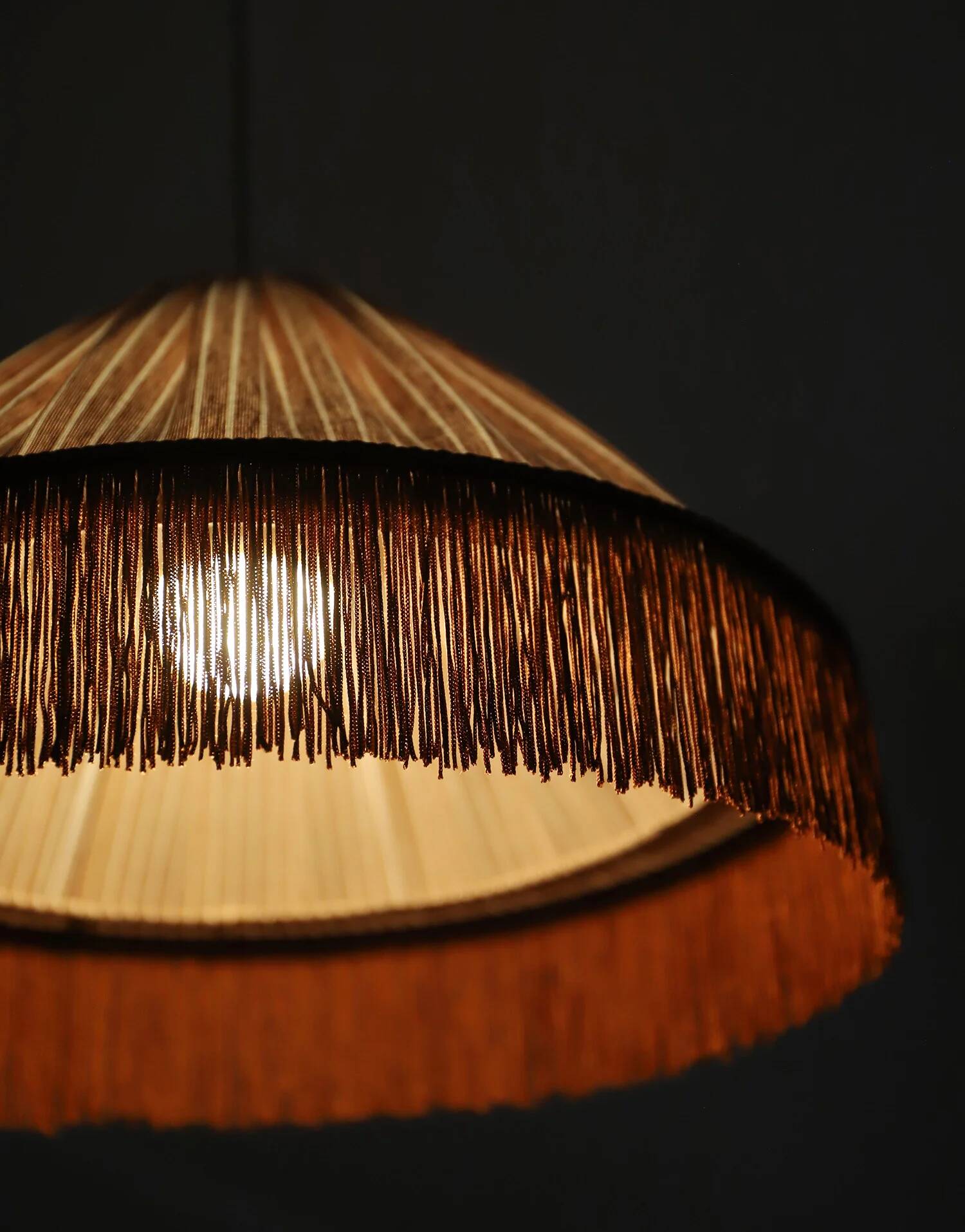 Beautiful suspension — earth stripes, bohemian fringes