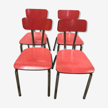 Suite de 4 chaises formica rouge