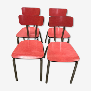 Suite of 4 red formica chairs