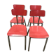 Suite of 4 red formica chairs