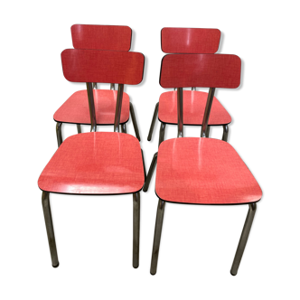 Suite de 4 chaises formica rouge