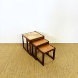 Teak and ceramic nesting coffee table