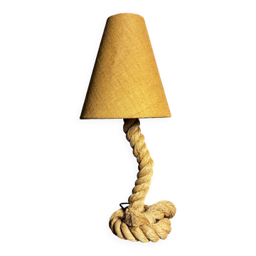 Lampe de table en corde brutaliste française des années 50 dans le style d'Audoux & Minet.