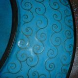 Enamel plate partitioned blue and bird decorations