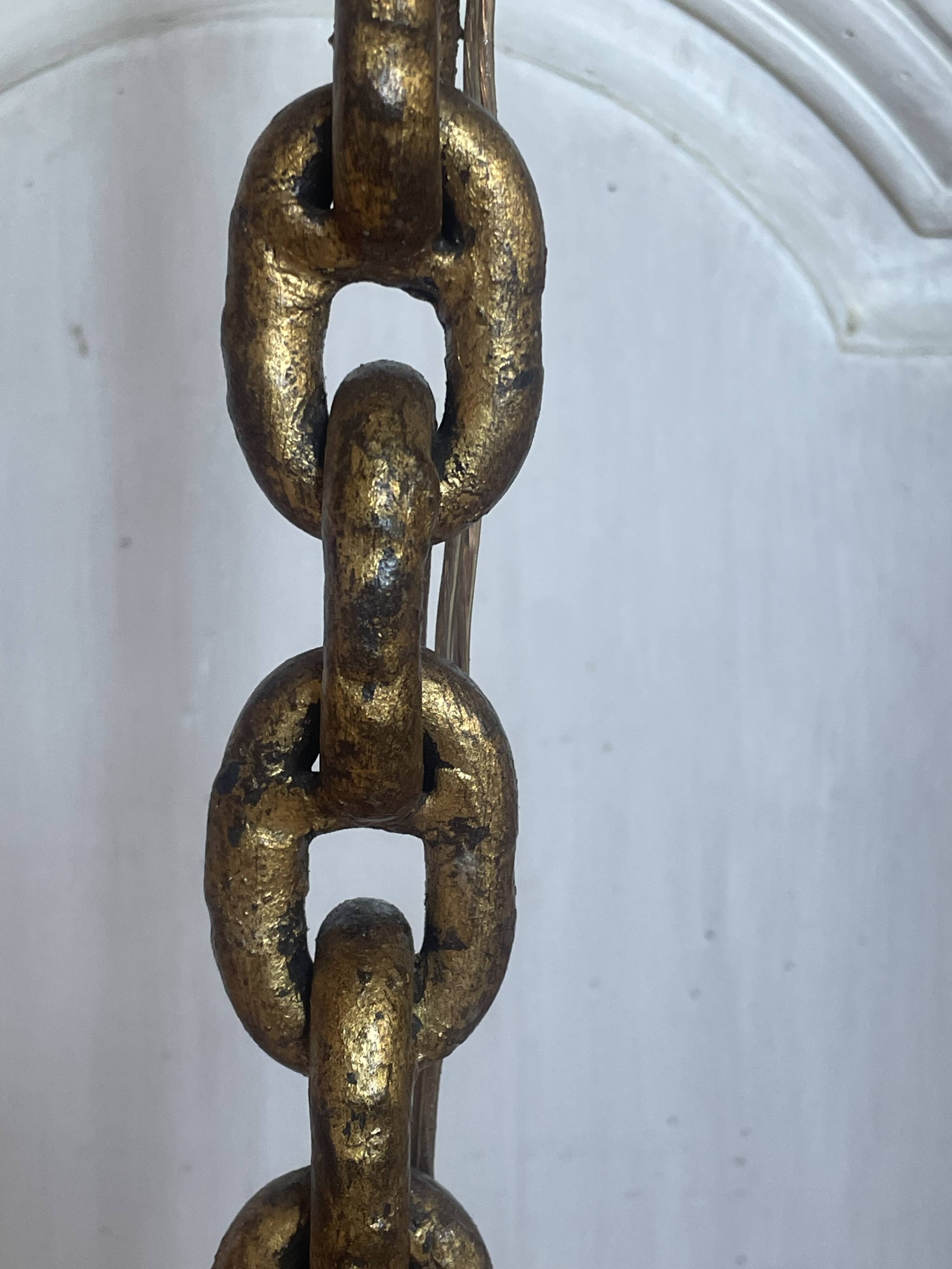 Brutalist floor lamp with chain links