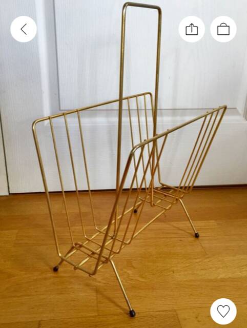 Vintage brass magazine holder 70s