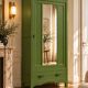 Renovated Art Deco Parisian wardrobe in khaki with original mirror.