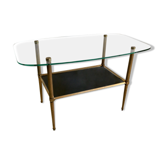 Table basse laiton et verre années 60