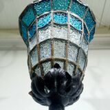 Suspension à lumière en verre bleu
