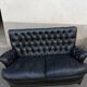 Black leather sofa 2 padded seats