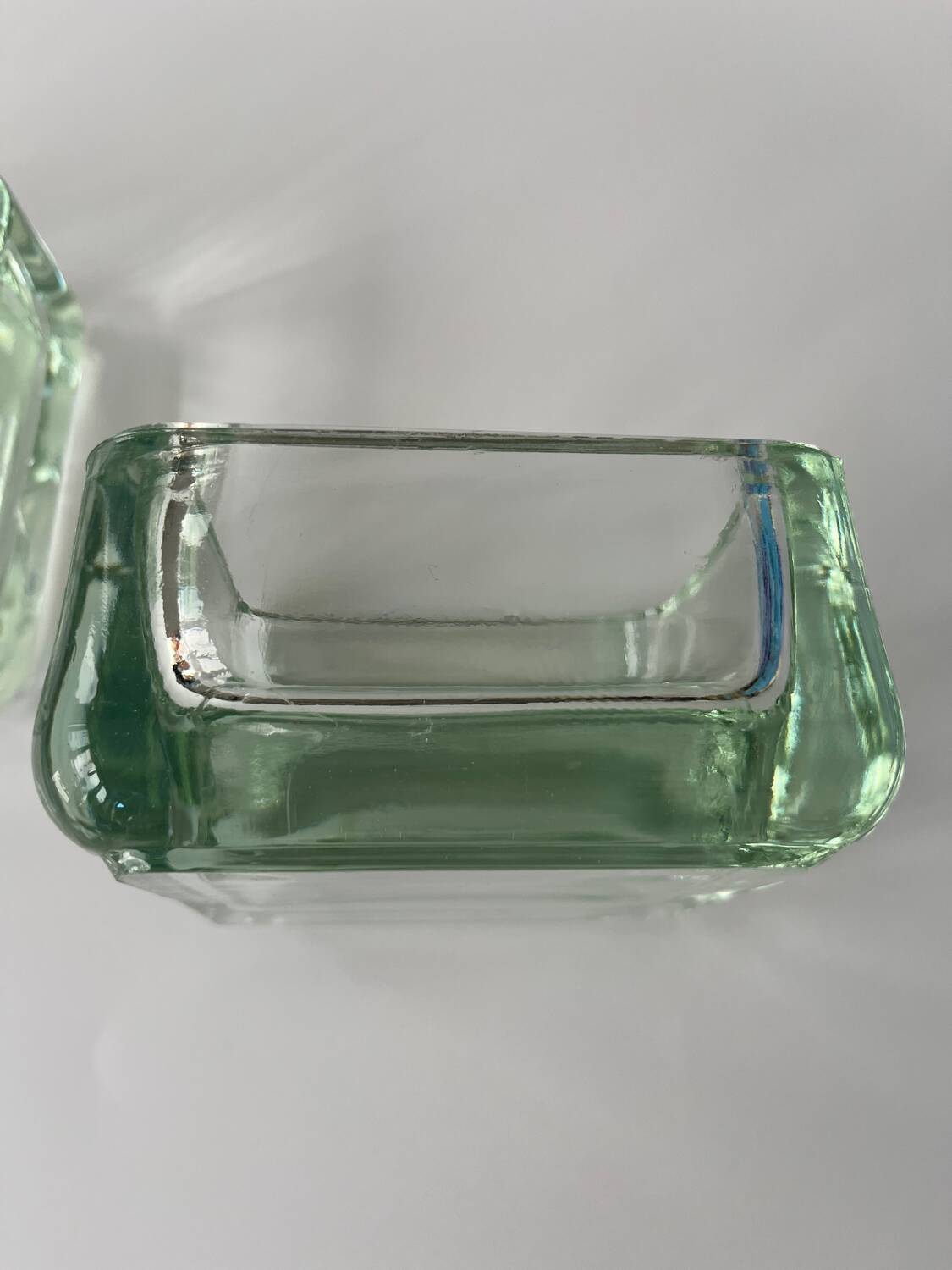 Solid square ashtray made of thick glass