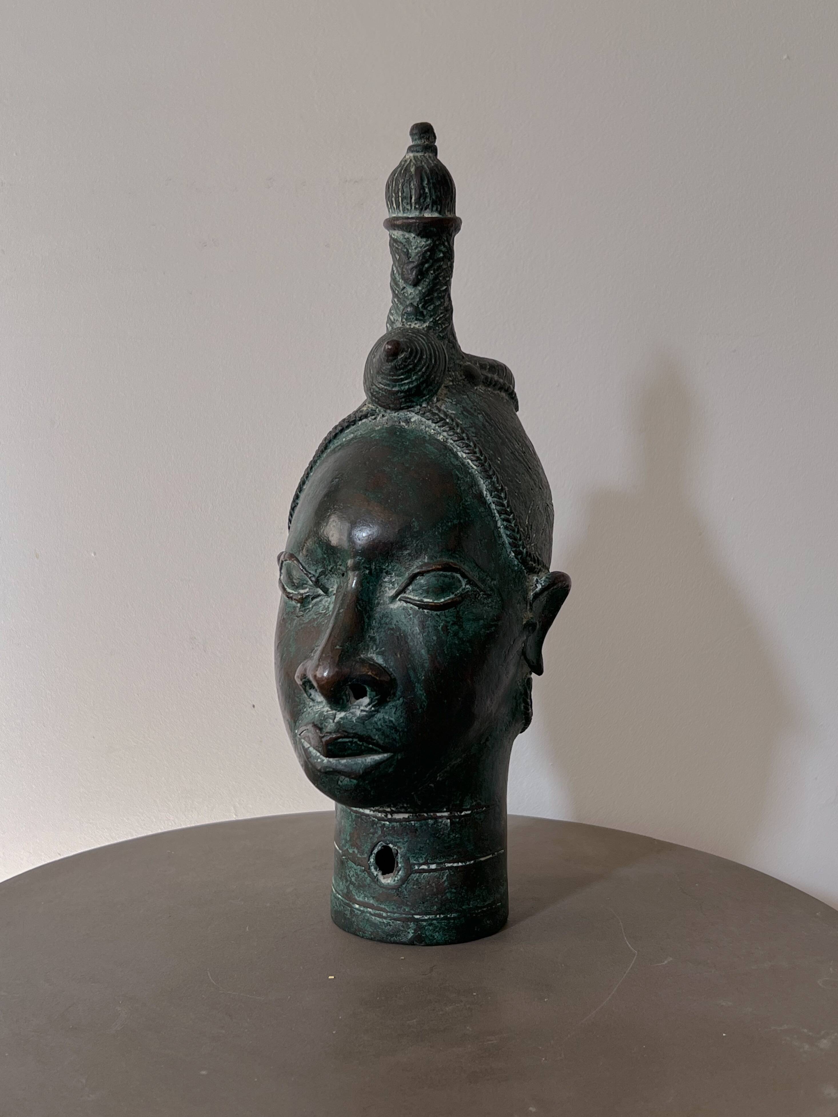 Ife head with bronze headdress (Nigeria)