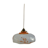 Hanging blown glass opaline glass of 1920s orange milk