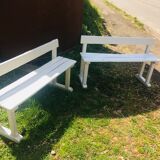 Couple of beautiful garden benches from a school '50s in beech and chain low folder