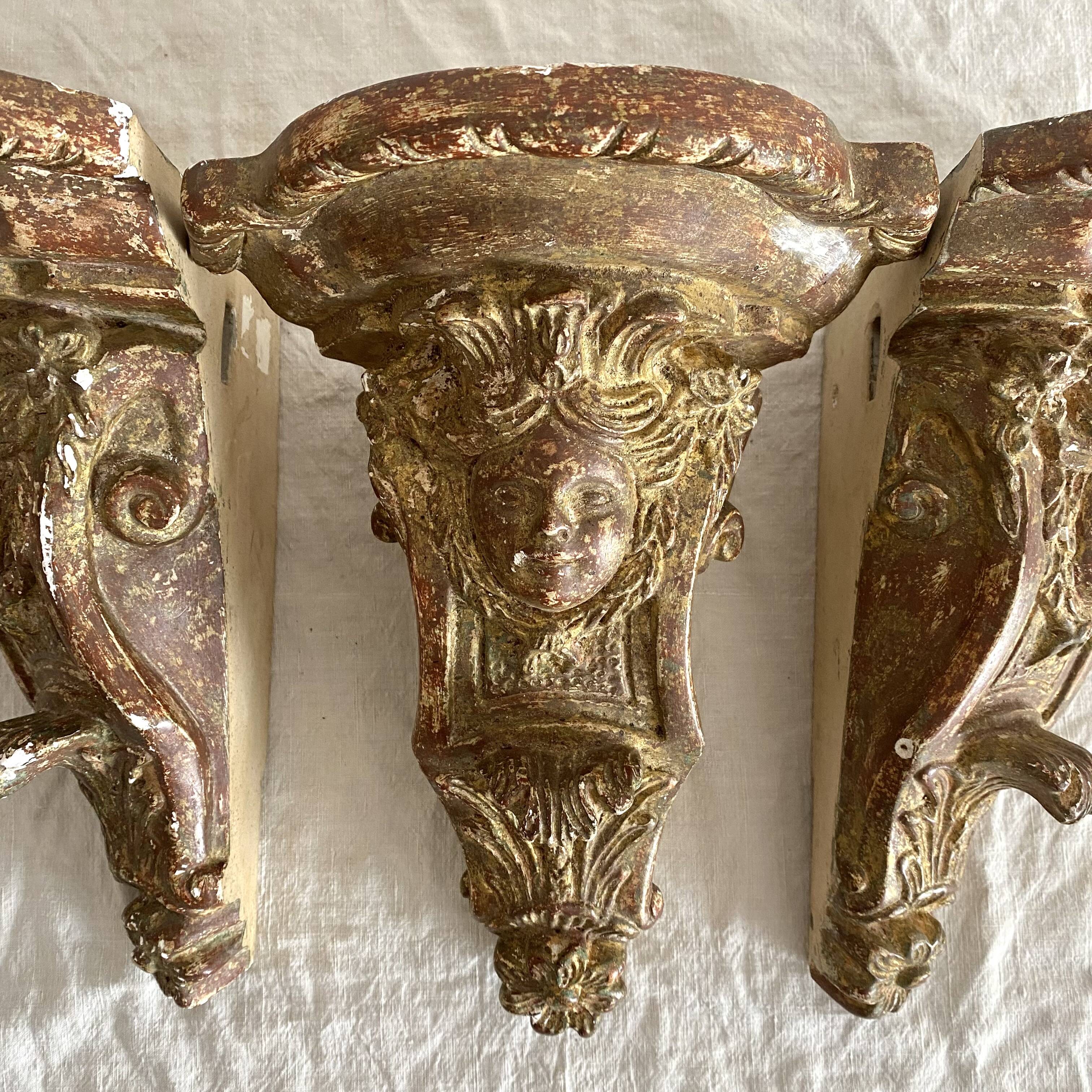 Baroque plaster corner consoles