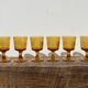 Amber stemmed glasses with vintage fruit decoration - Old brown glasses