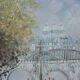 Ancien tableau Caroline Burnnet vue de Paris 1900