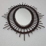 Dark rattan Sun mirror 64X52cm years 70