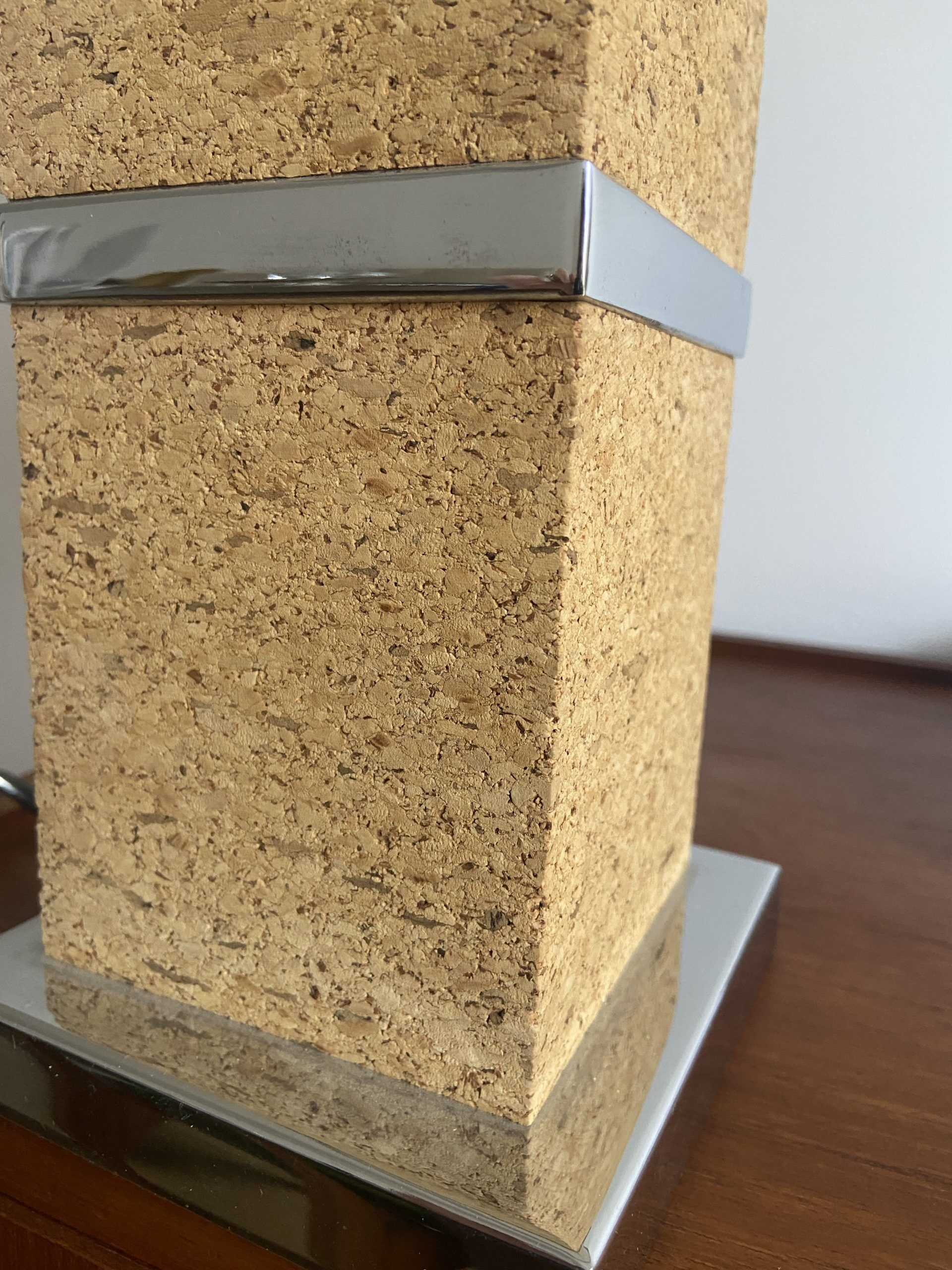 Vintage cork and chrome foot lamp