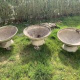 Set of three planters with reconstituted cement flower tray XX century