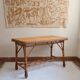 Table à manger en rotin et osier, plateau en hêtre, années 60