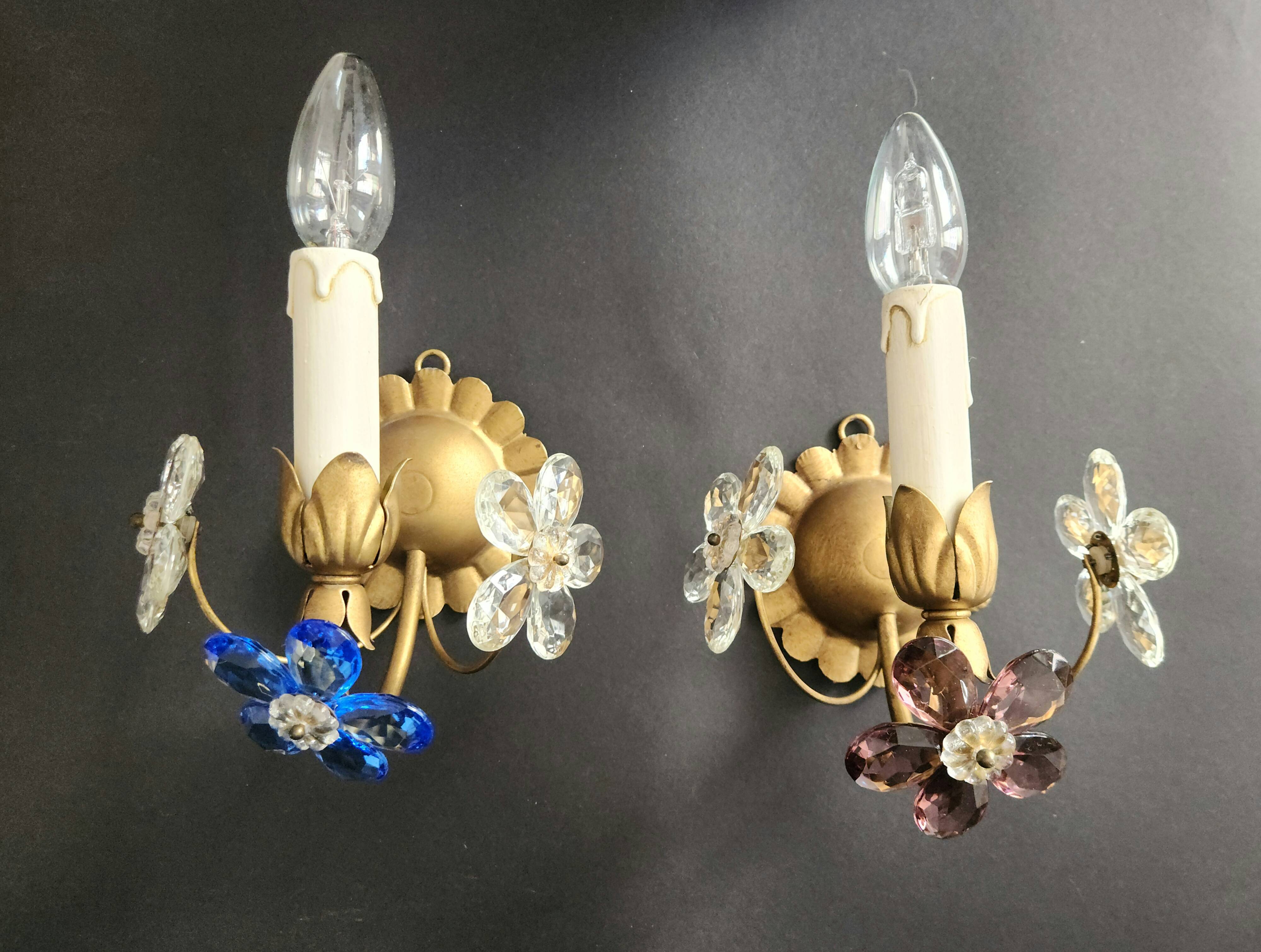 Set vergoldet Wandlampe Murano Kristall