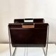 Leather and chrome magazine rack Brabantia