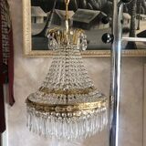 Crystal and brass chandelier