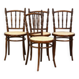 Set of 4 very charming antique Thonet bistro chairs with new matte seats