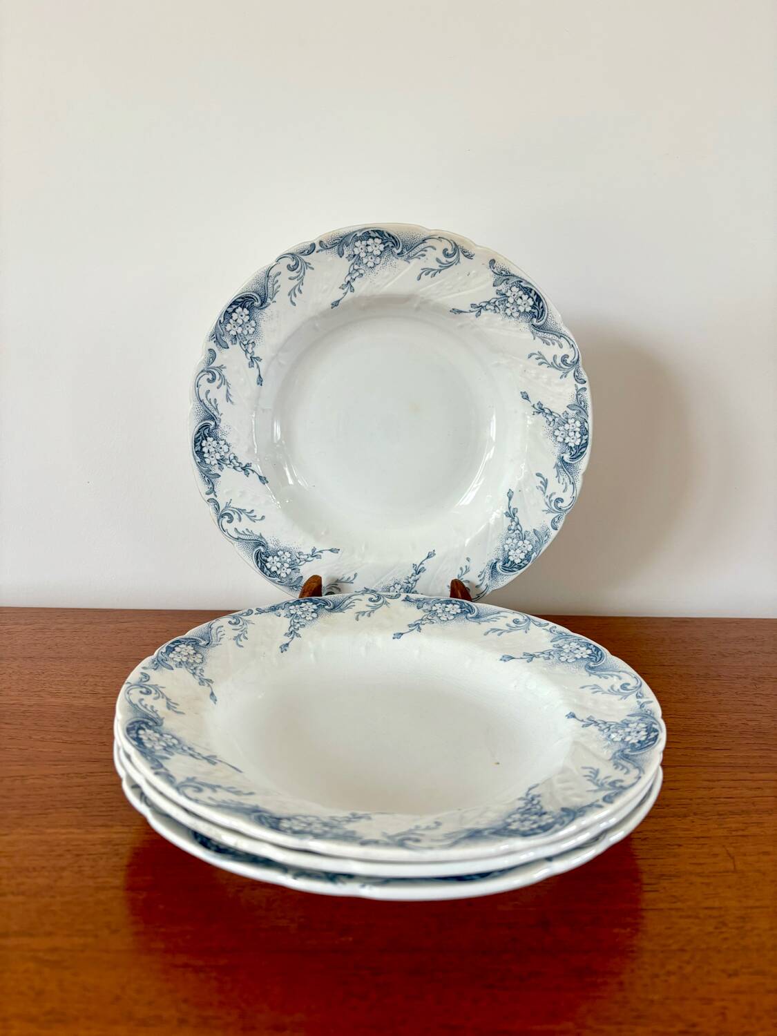 set of 4 soup plates in Lunéville Iron Earth, "Angèle" model, 19th century