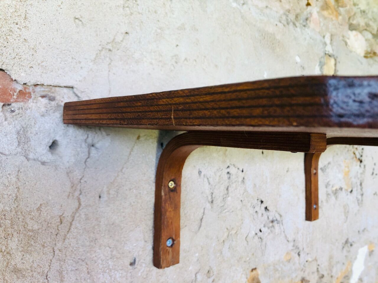 Vintage bent wood wall shelf circa 60
