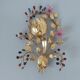 Wall light flower Hans Kogl in gold metal and pearls 70s