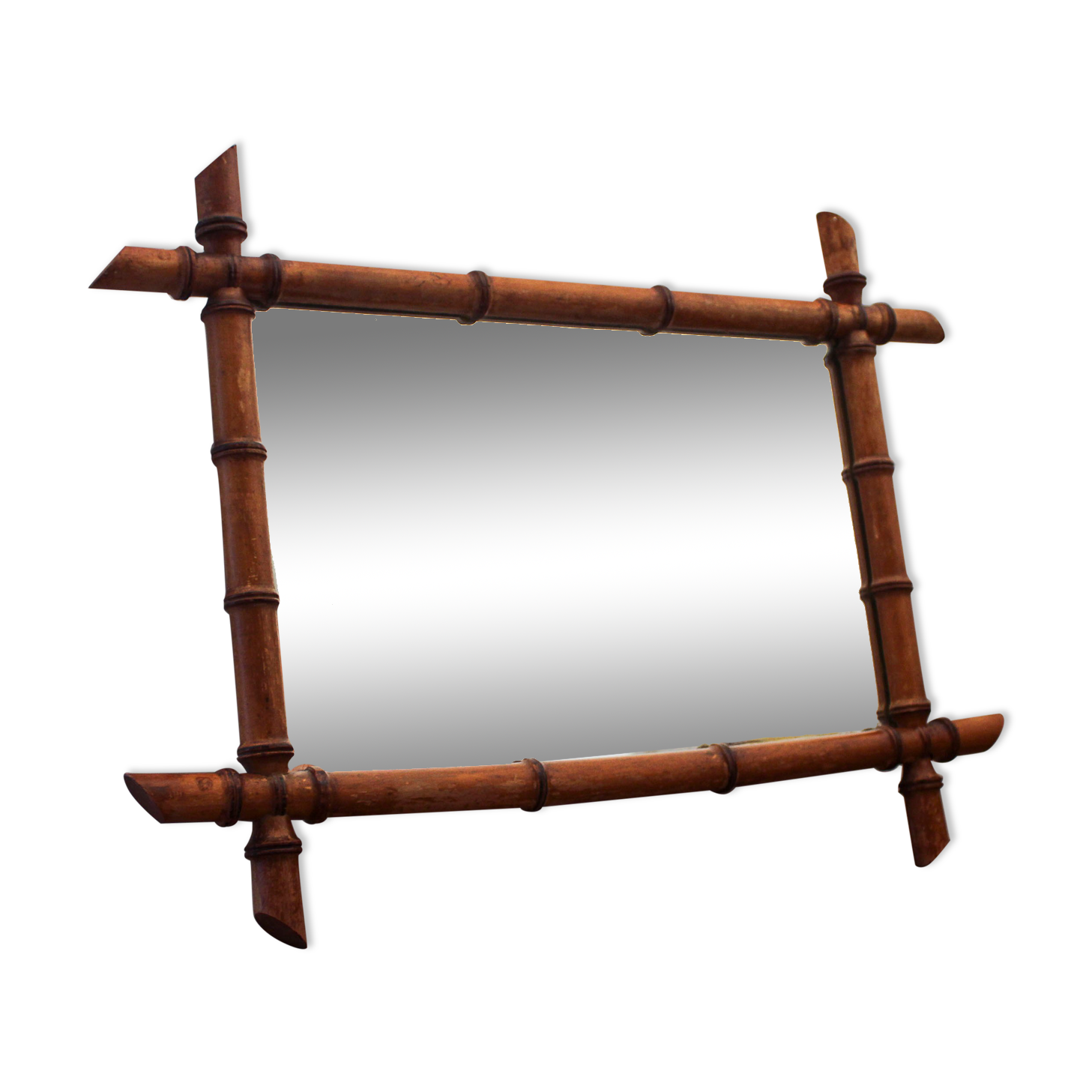 Miroir bois imitation bambou années 20, 70x52 cm