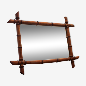 Miroir bois imitation bambou années 20, 70x52 cm