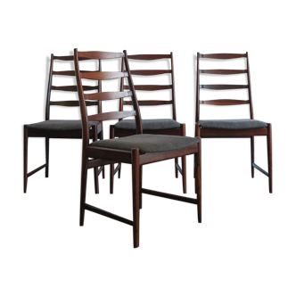 Arne Vodder Scandinavian dark wood dining chairs, 1960s