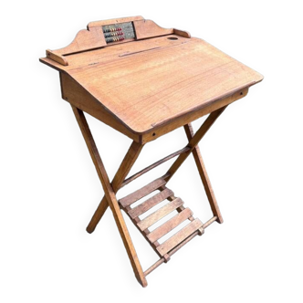 Bureau d'enfant, bois et boulier, pliant, vintage, années 50