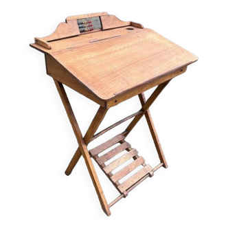 Children's desk, wood and abacus, folding, vintage, 1950s