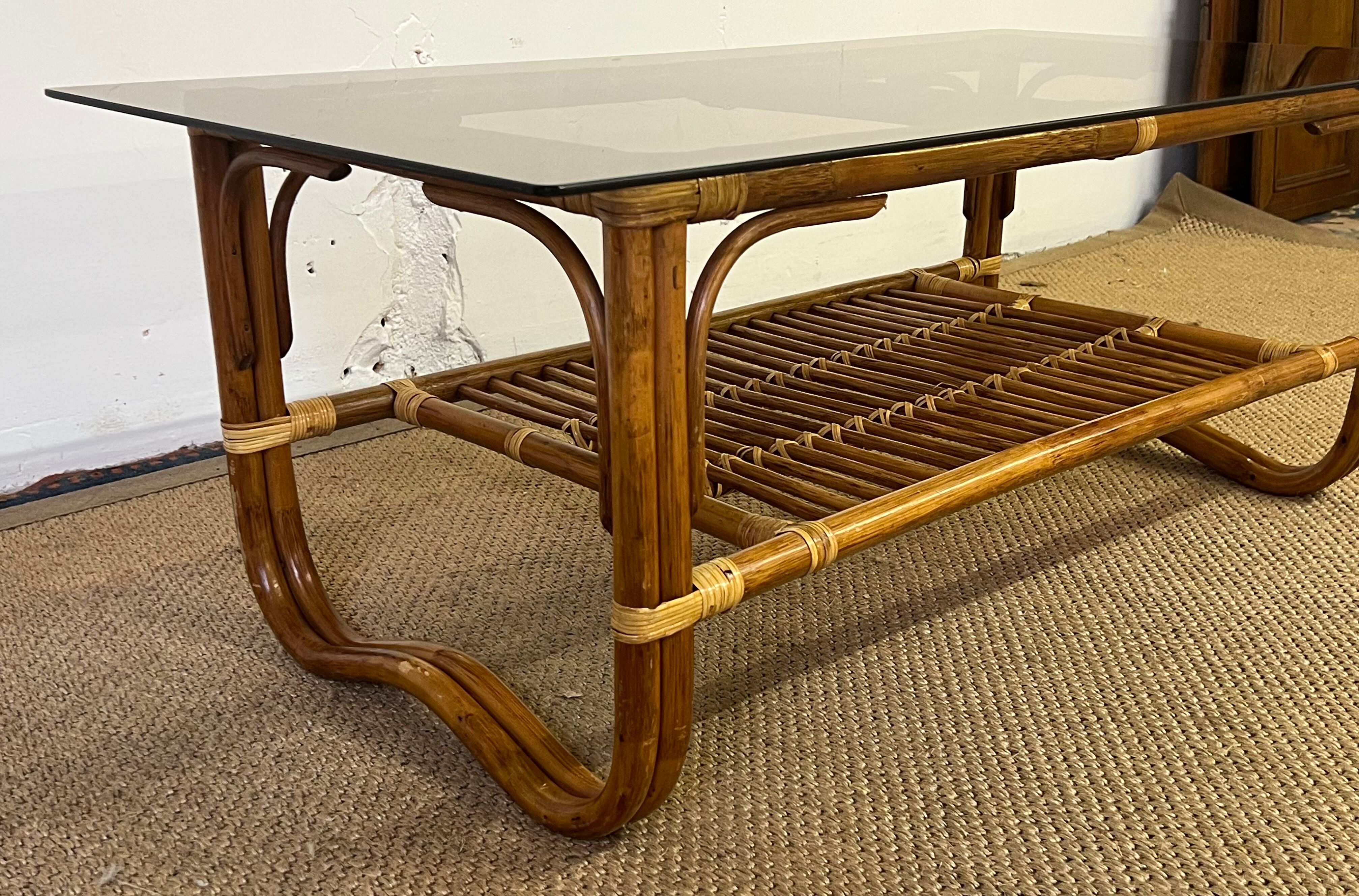 Bamboo and rattan coffee table