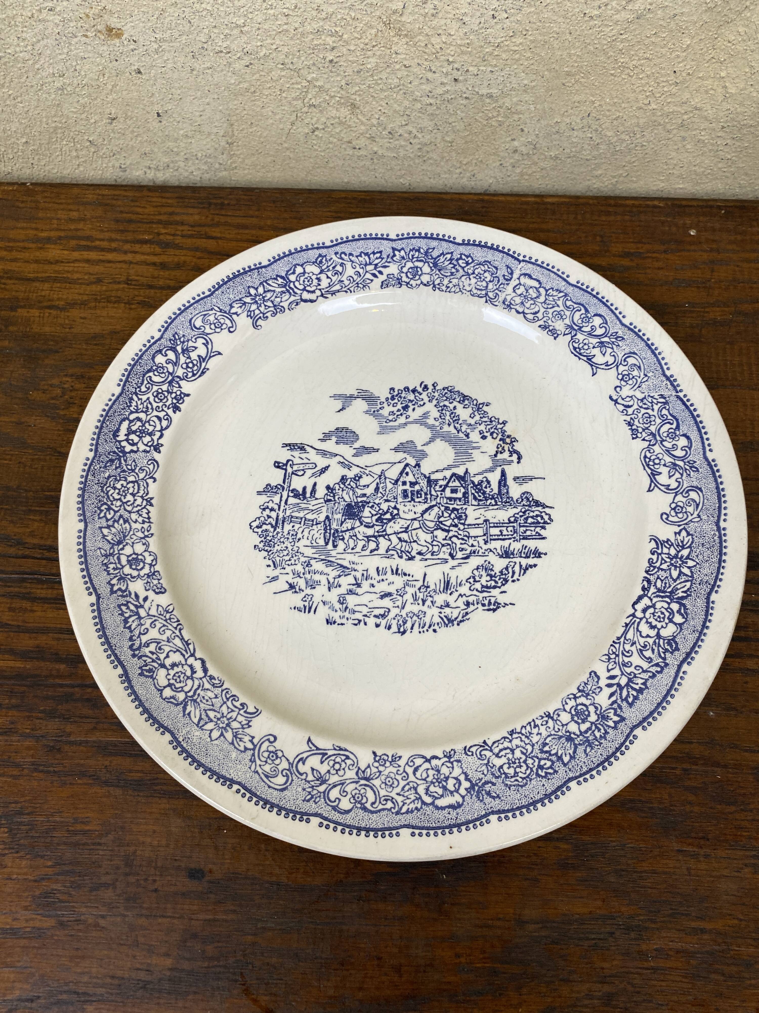 Large blue and white porcelain plate XX