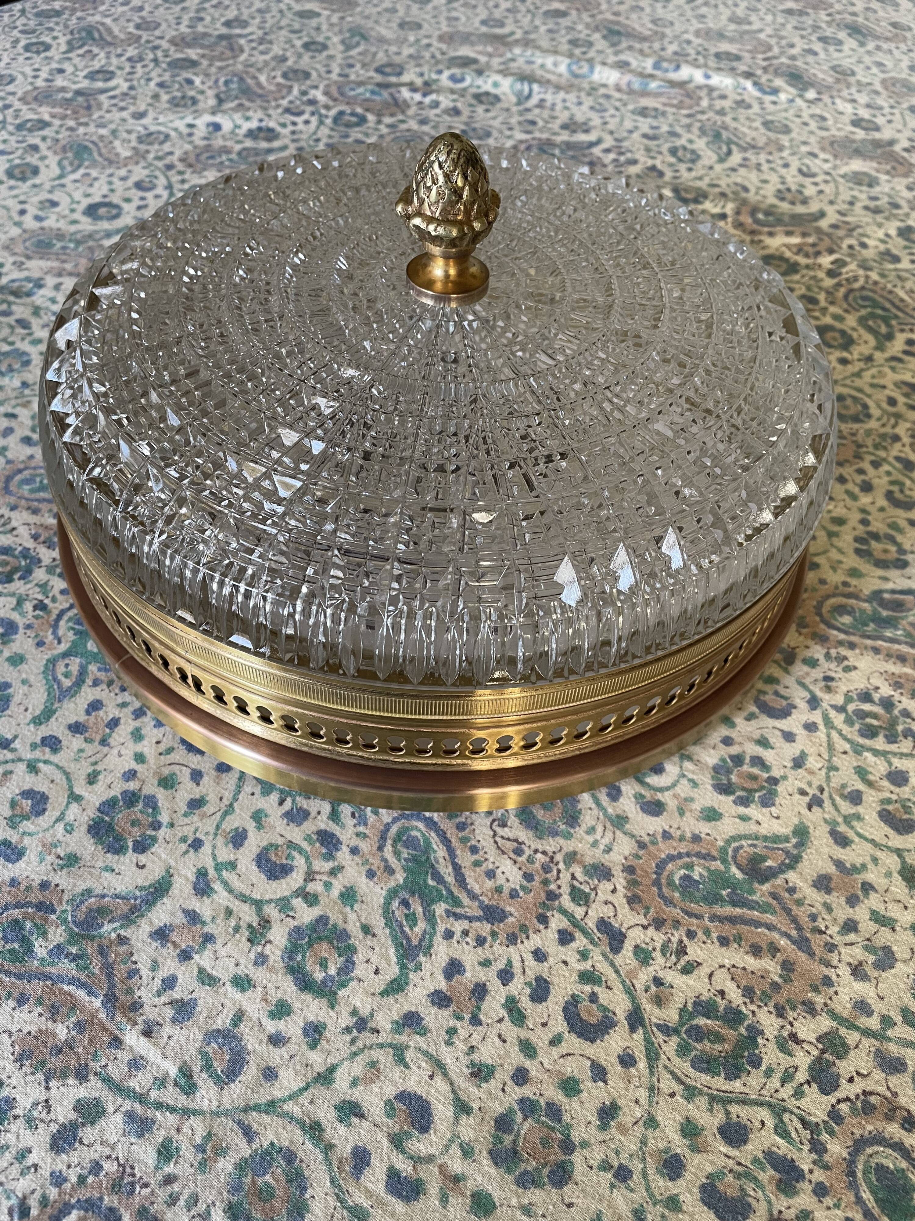 Plafonnier verre et doré