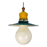 Metalarte XL "Bulb" ceiling pendant, white opaline glass, Spain, 1970s