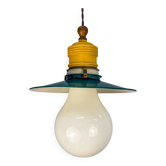 Metalarte XL "Bulb" ceiling pendant, white opaline glass, Spain, 1970s