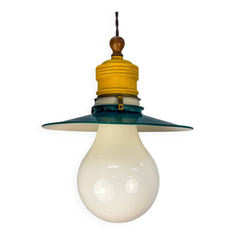 Metalarte XL "Bulb" ceiling pendant, white opaline glass, Spain, 1970s