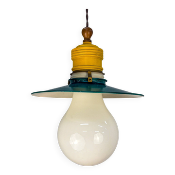Metalarte XL "Bulb" ceiling pendant, white opaline glass, Spain, 1970s