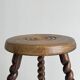 Antique turned wooden tripod stool