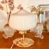 Old globe table lamp in white opaline molded glass - 70s