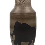 Saint clement ceramic vase with rock decoration 1950/60 38 cm